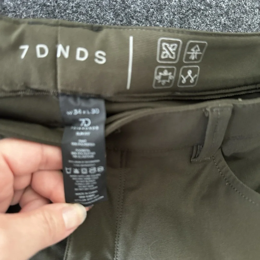 7 Diamonds Pants Men's 34x29 Clifton Slim Straight Stretch Chino Khaki Preppy - Picture 4 of 6